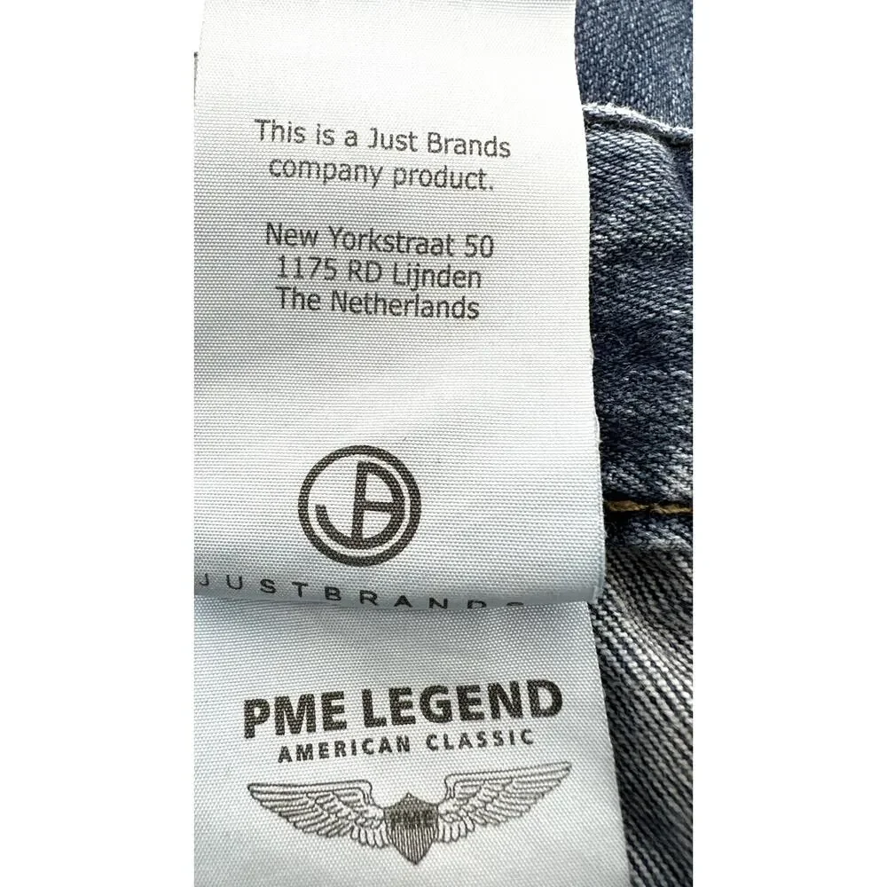 PME Legend Aviator Straight Leg Jeans Low Rise Ankle Classic Denim Blue 34x32